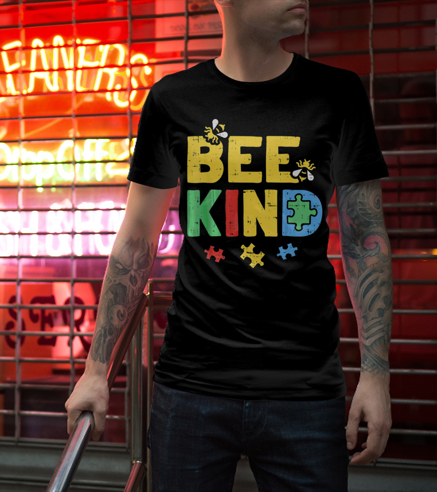 BEE KIND Puzzle Autism Awareness Bees T-Shirt