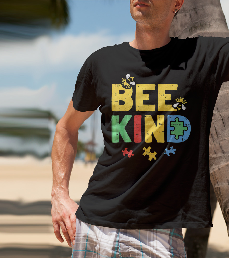 BEE KIND Puzzle Autism Awareness Bees T-Shirt