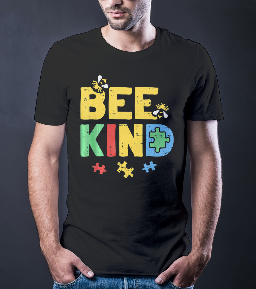 BEE KIND Puzzle Autism Awareness Bees T-Shirt