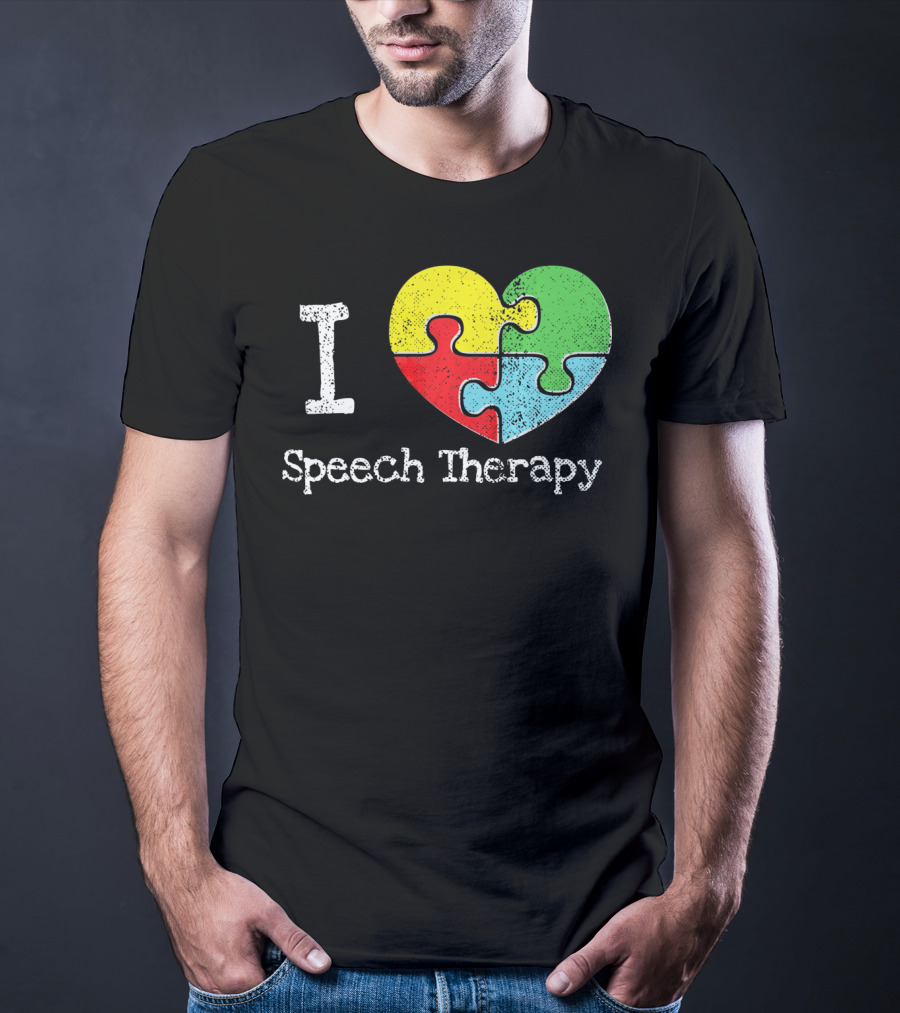 I Heart Speech Therapy Puzzle Autism Awareness T-Shirt