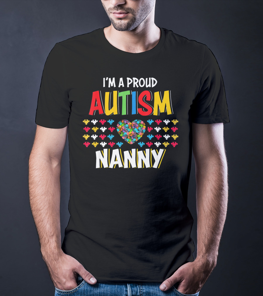 I'm A Proud Autism Nanny Heart Puzzle T-Shirt