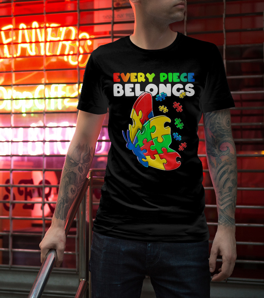Every Piece Belongs Autism Awareness Butterfly Puzzle Pieces T-Shirt