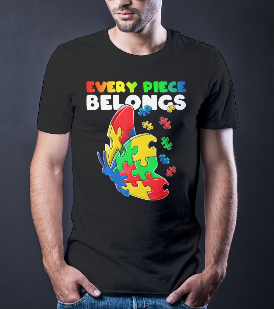 Every Piece Belongs Autism Awareness Butterfly Puzzle Pieces T-Shirt