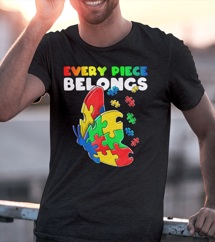 Every Piece Belongs Autism Awareness Butterfly Puzzle Pieces T-Shirt