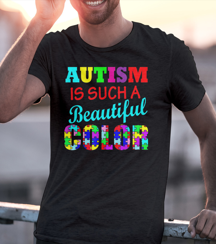 Autism Is Such A Beautiful Color Puzzle Piece Letters T-Shirt