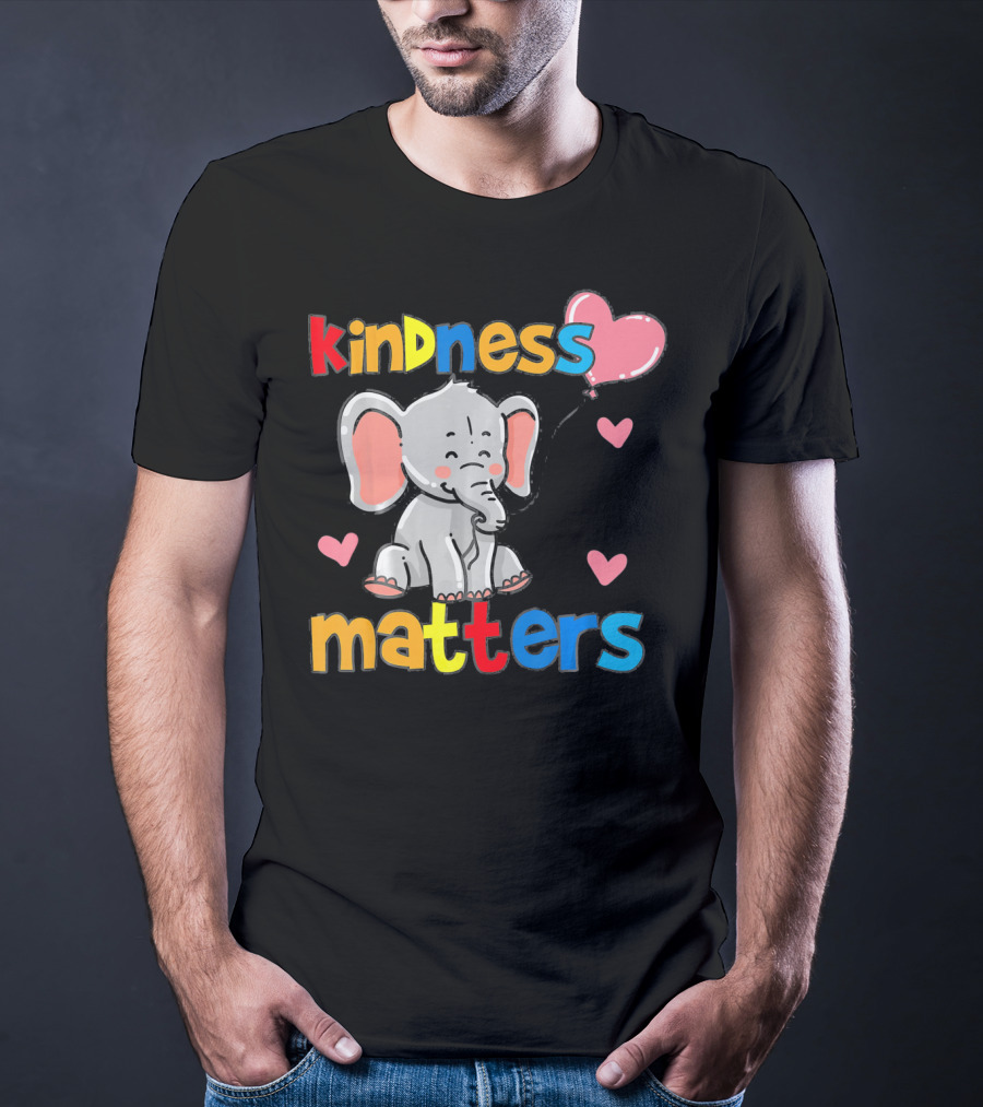 Kindness Matters Autism Awareness Elephant With Hearts T-Shirt