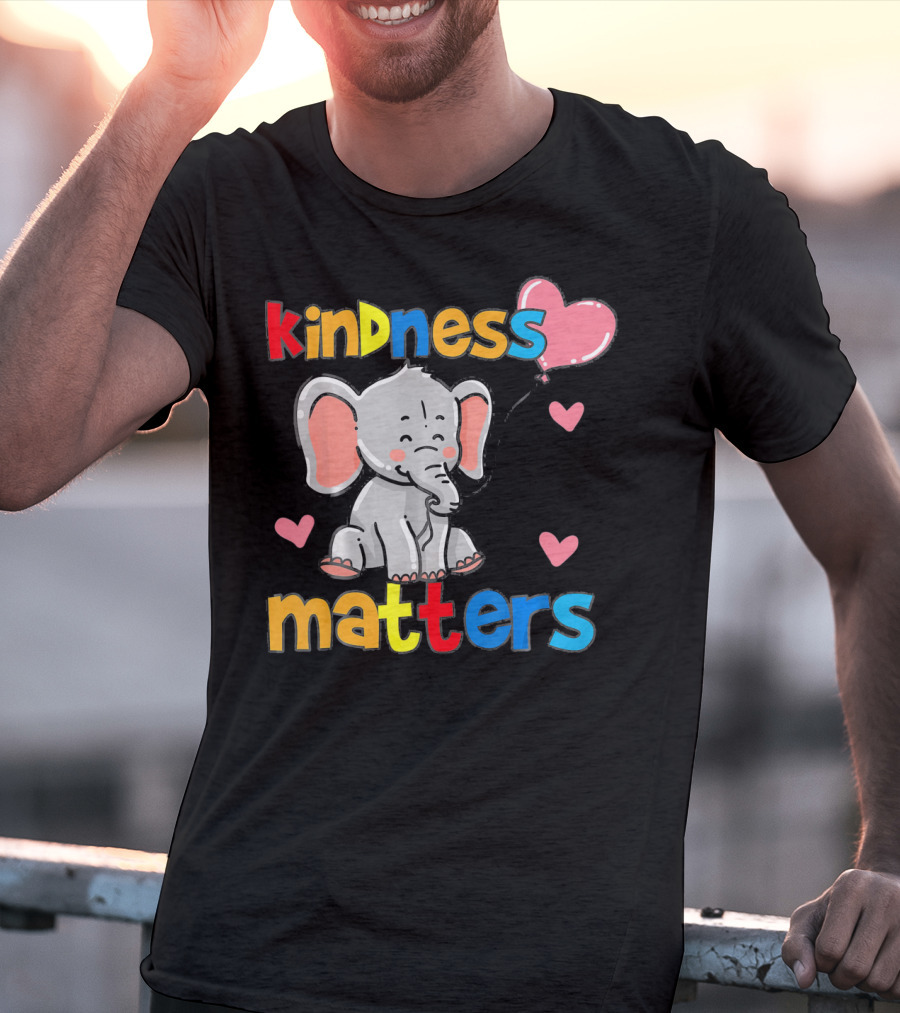 Kindness Matters Autism Awareness Elephant With Hearts T-Shirt