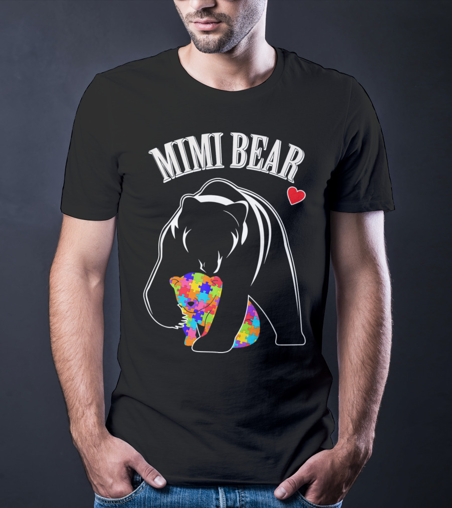 Mimi Bear Autism Awareness Love Puzzle Heart T-Shirt