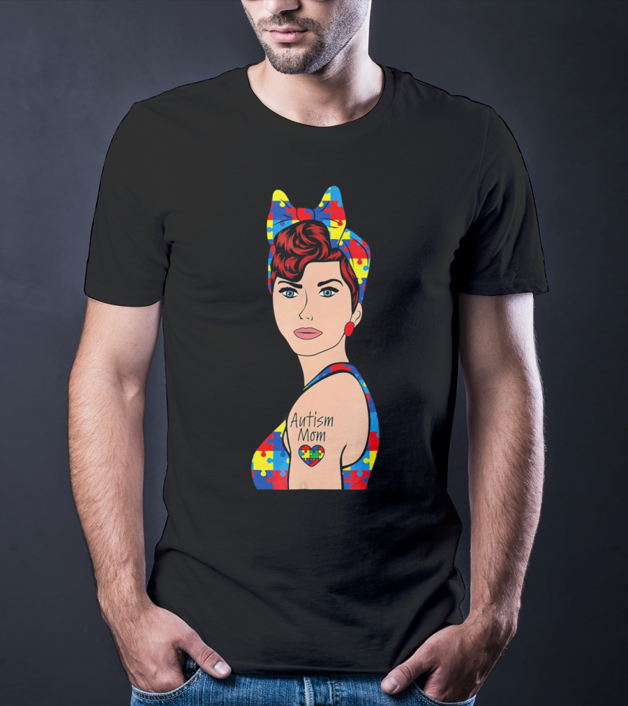 Autism Mom Autism Awareness Puzzle Heart Strong T-Shirt