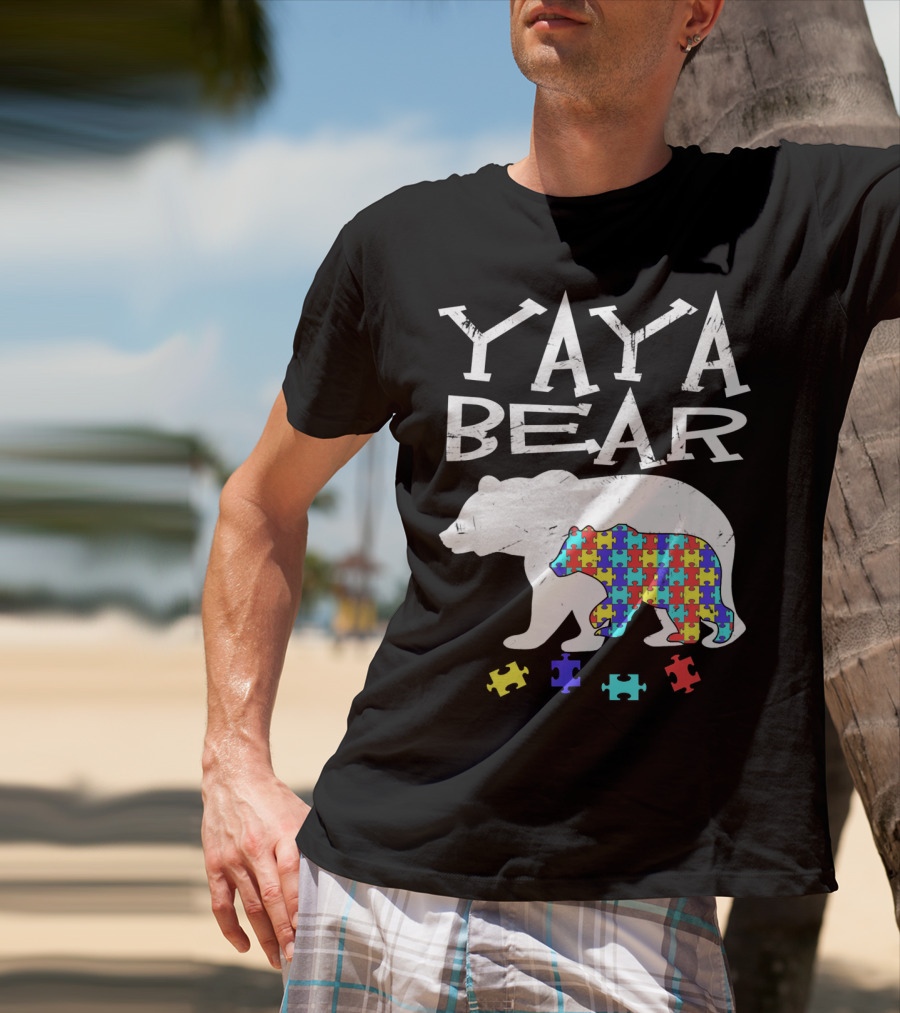 Yaya Bear Autism Awareness Puzzle Bear T-Shirt