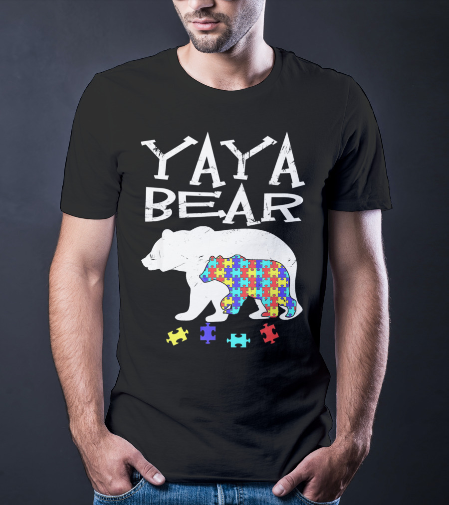 Yaya Bear Autism Awareness Puzzle Bear T-Shirt