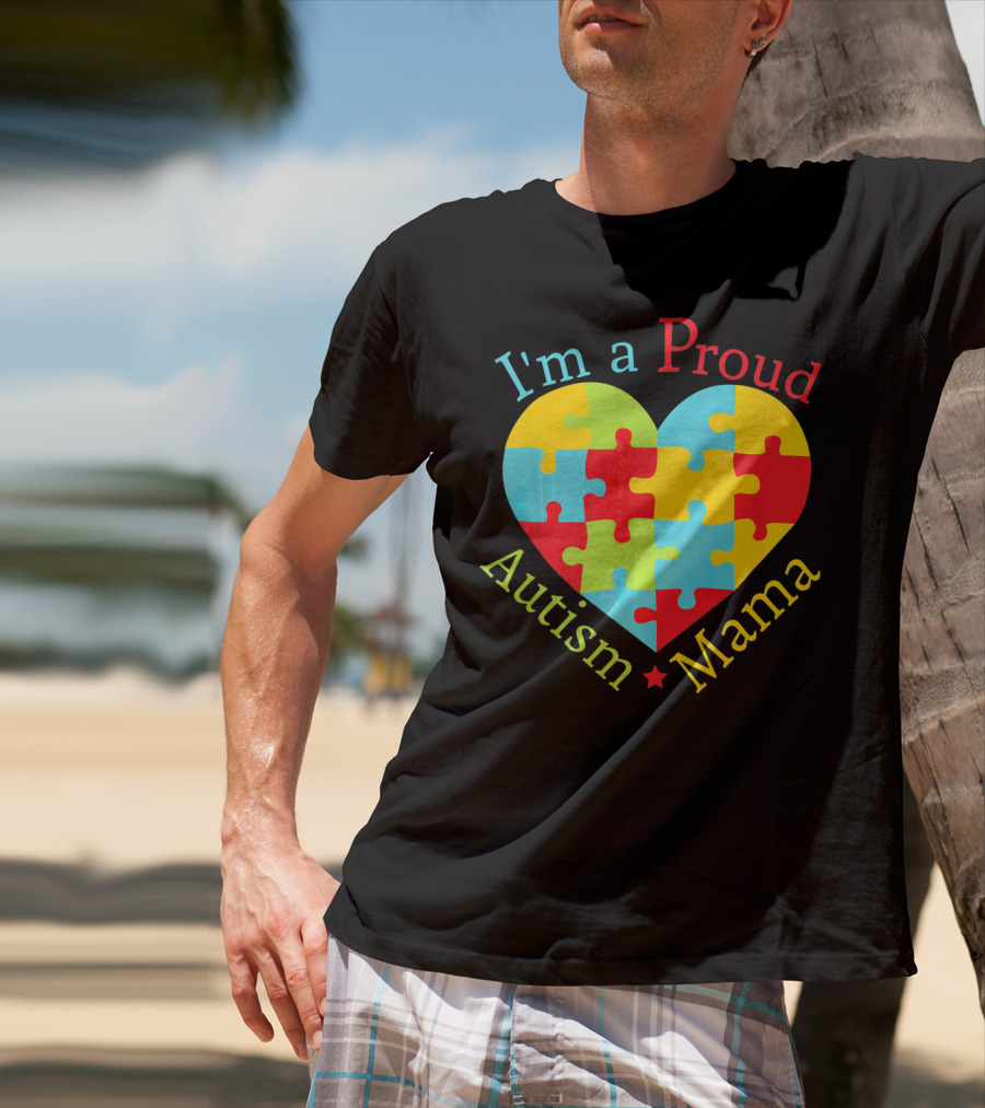 I'm A Proud Autism Mama Puzzle Heart T-Shirt