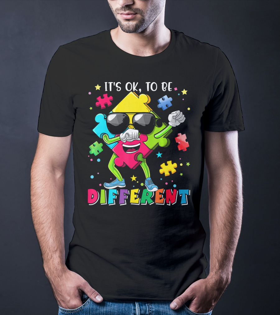 It's OK To Be Different Puzzle Piece Autism Awareness T-Shirt