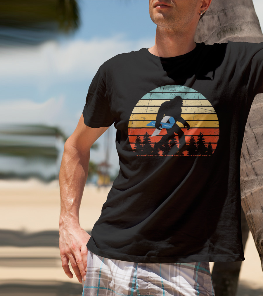 Funny Bigfoot Type 1 Diabetes T1D Retro T-Shirt