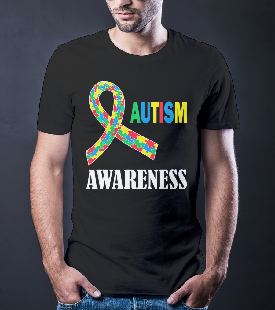 Autism Awareness Puzzle Ribbon Social Interaction Auti T-Shirt
