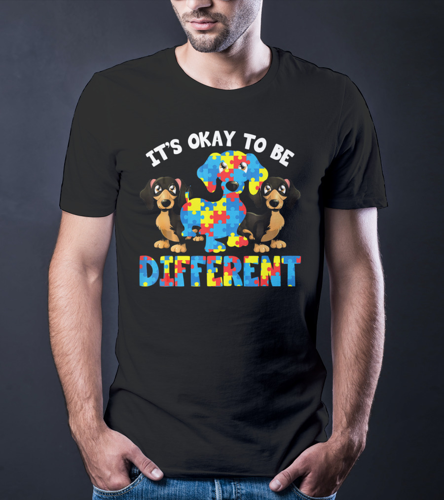 It's Okay To Be Different Dachshund Autism Puzzle Dogs T-Shirt