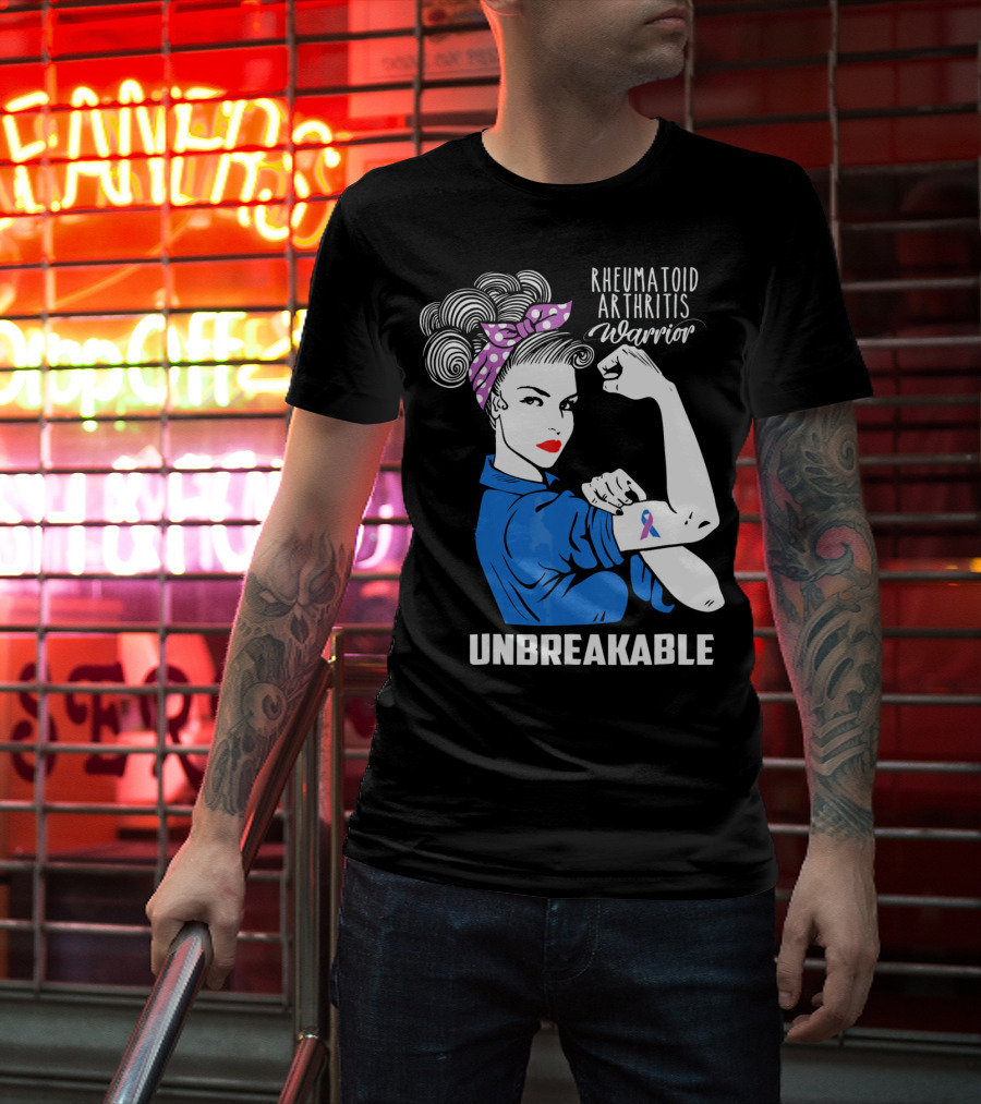 Rheumatoid Arthritis Warrior Unbreakable Rosie Riveter T-Shirt
