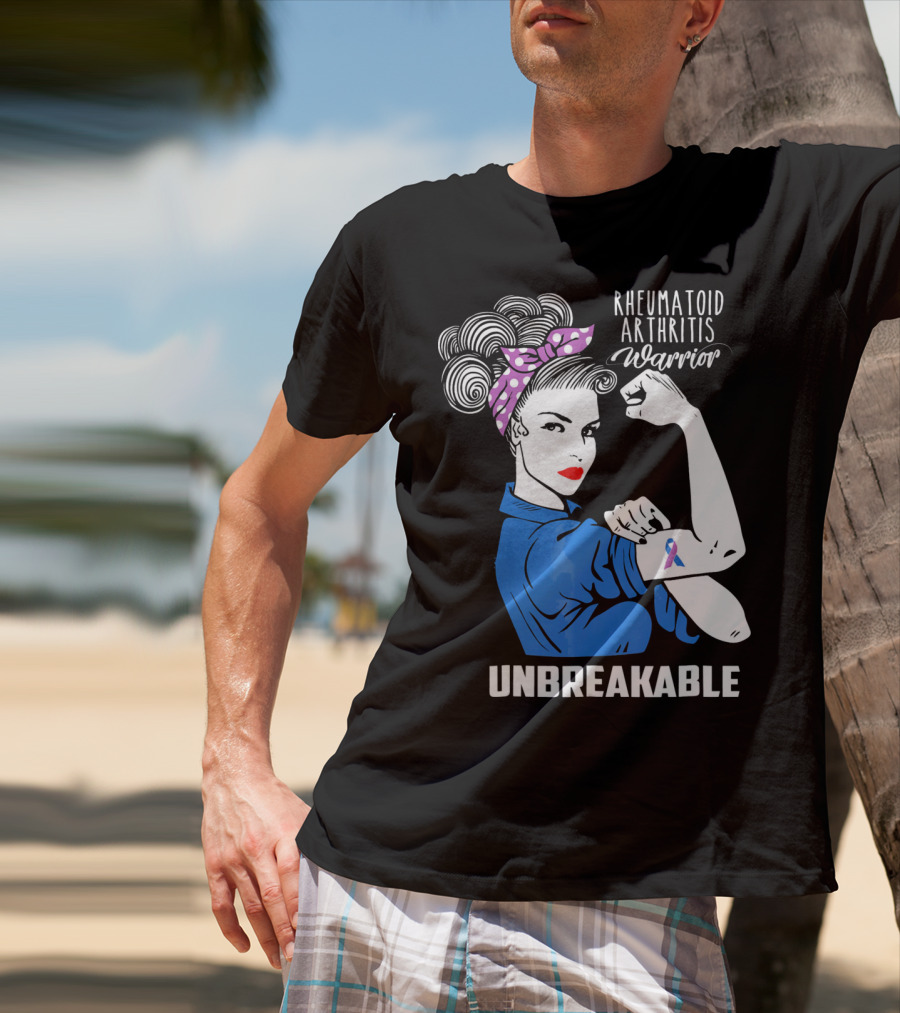Rheumatoid Arthritis Warrior Unbreakable Rosie Riveter T-Shirt