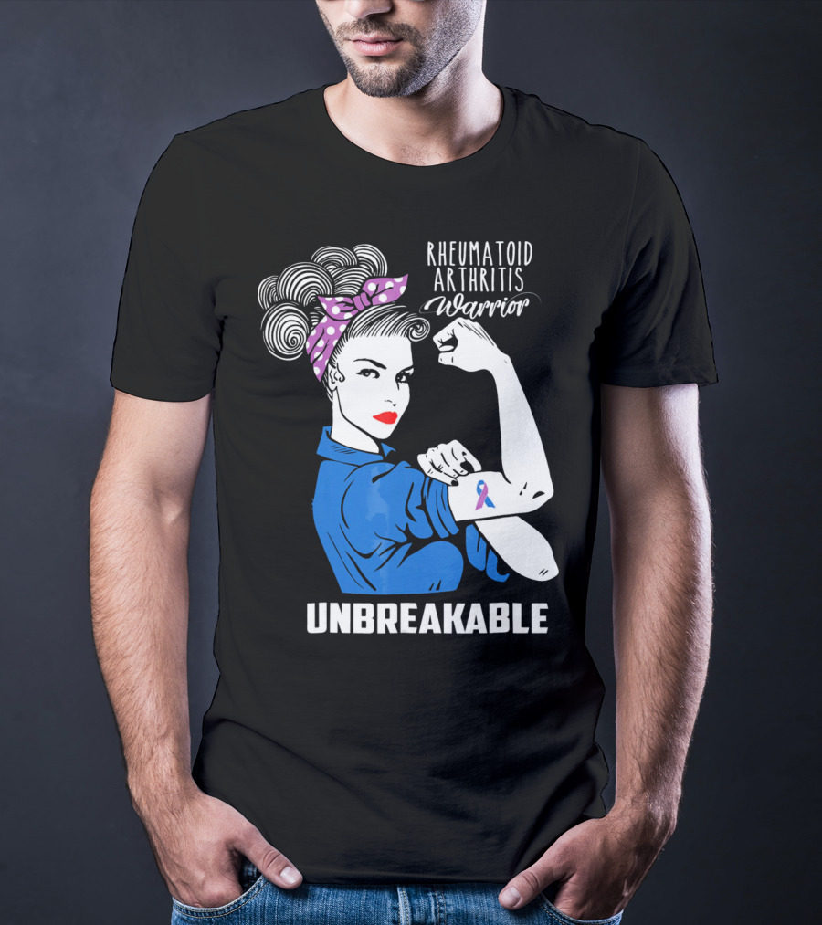 Rheumatoid Arthritis Warrior Unbreakable Rosie Riveter T-Shirt