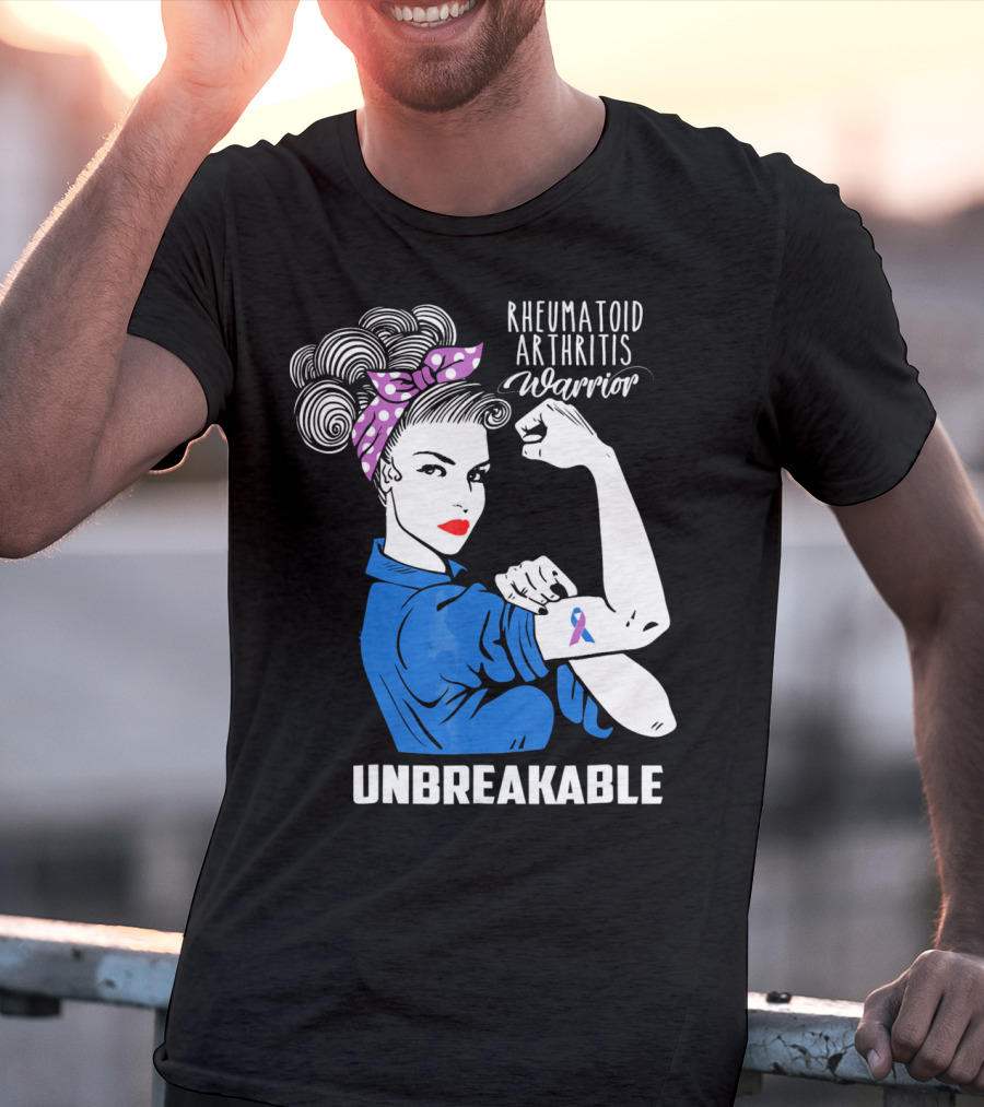 Rheumatoid Arthritis Warrior Unbreakable Rosie Riveter T-Shirt
