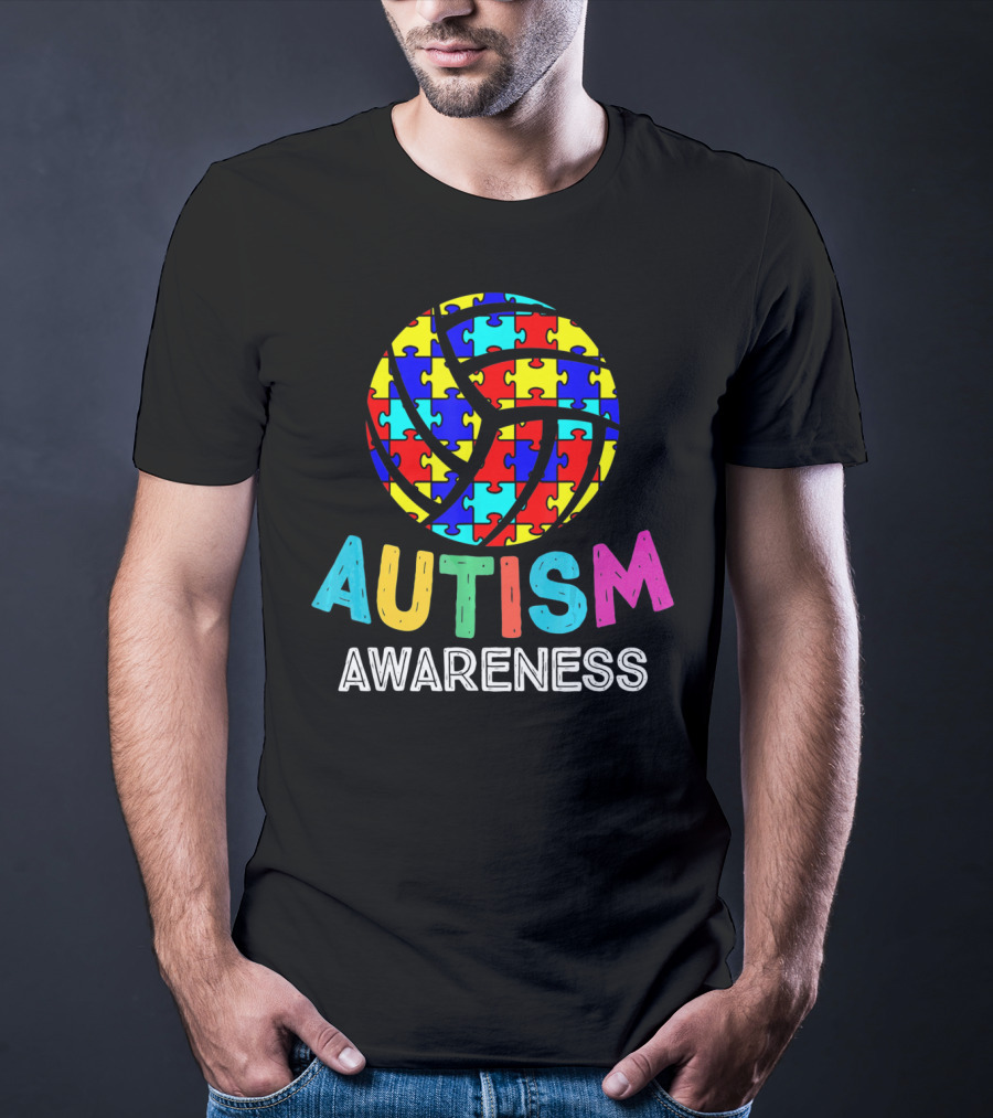 Autism Awareness Volleyball Puzzle T-Shirt