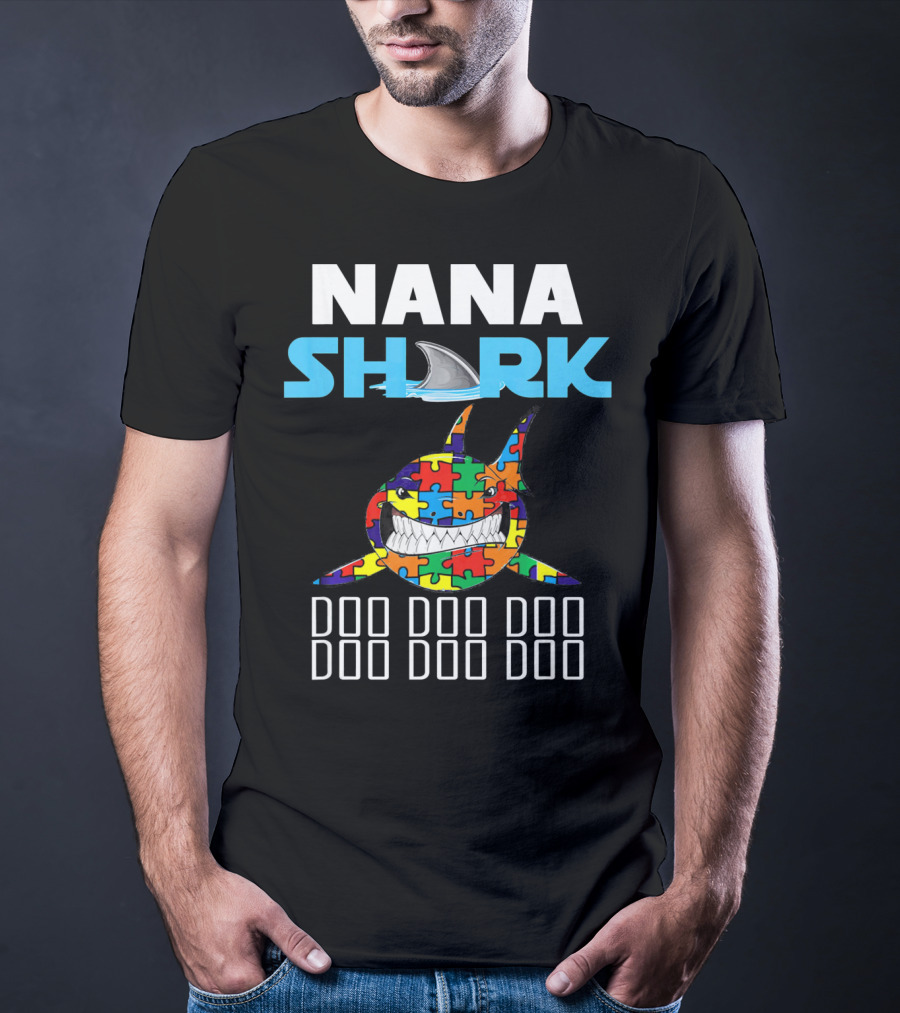 Nana Shark Autism Awareness Puzzle Doo Doo Doo T-Shirt