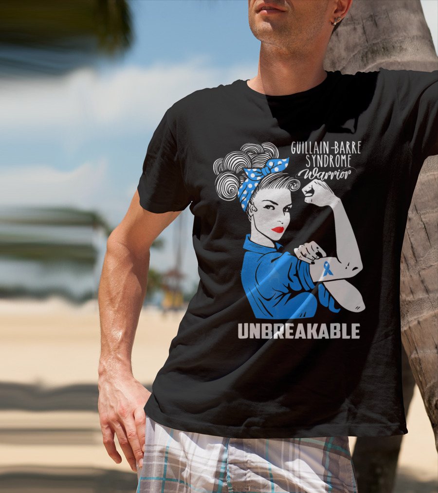 Guillain-Barre Syndrome Warrior Unbreakable Retro Strong Woman With Awareness T-Shirt