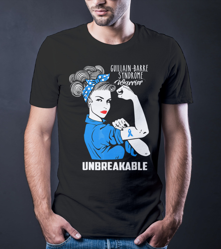 Guillain-Barre Syndrome Warrior Unbreakable Retro Strong Woman With Awareness T-Shirt