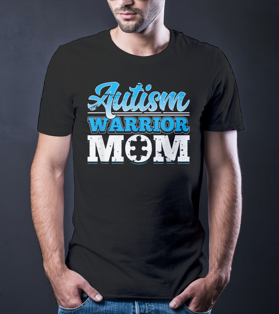 Autism Warrior Mom Awareness Puzzle Piece T-Shirt