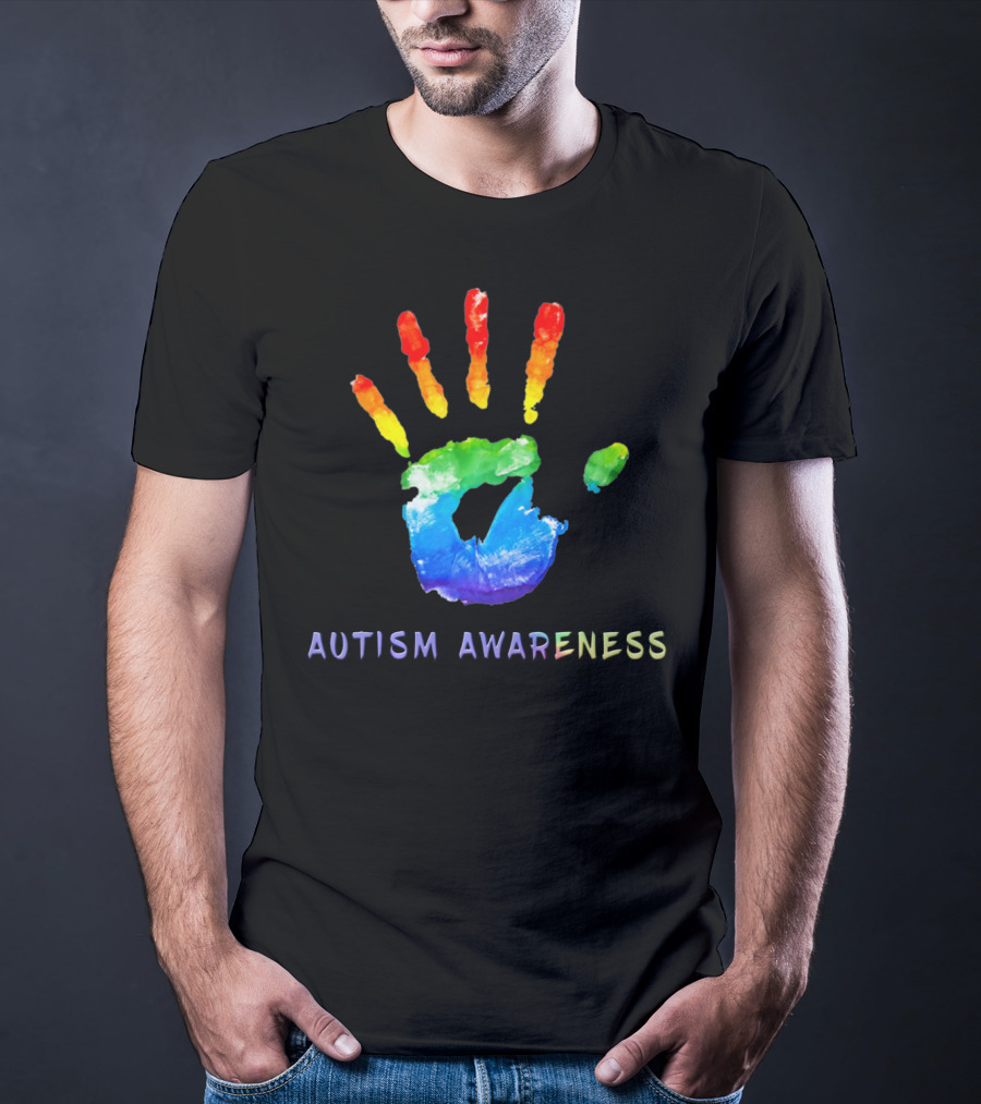 Autism Awareness Colorful Rainbow Handprint T-Shirt