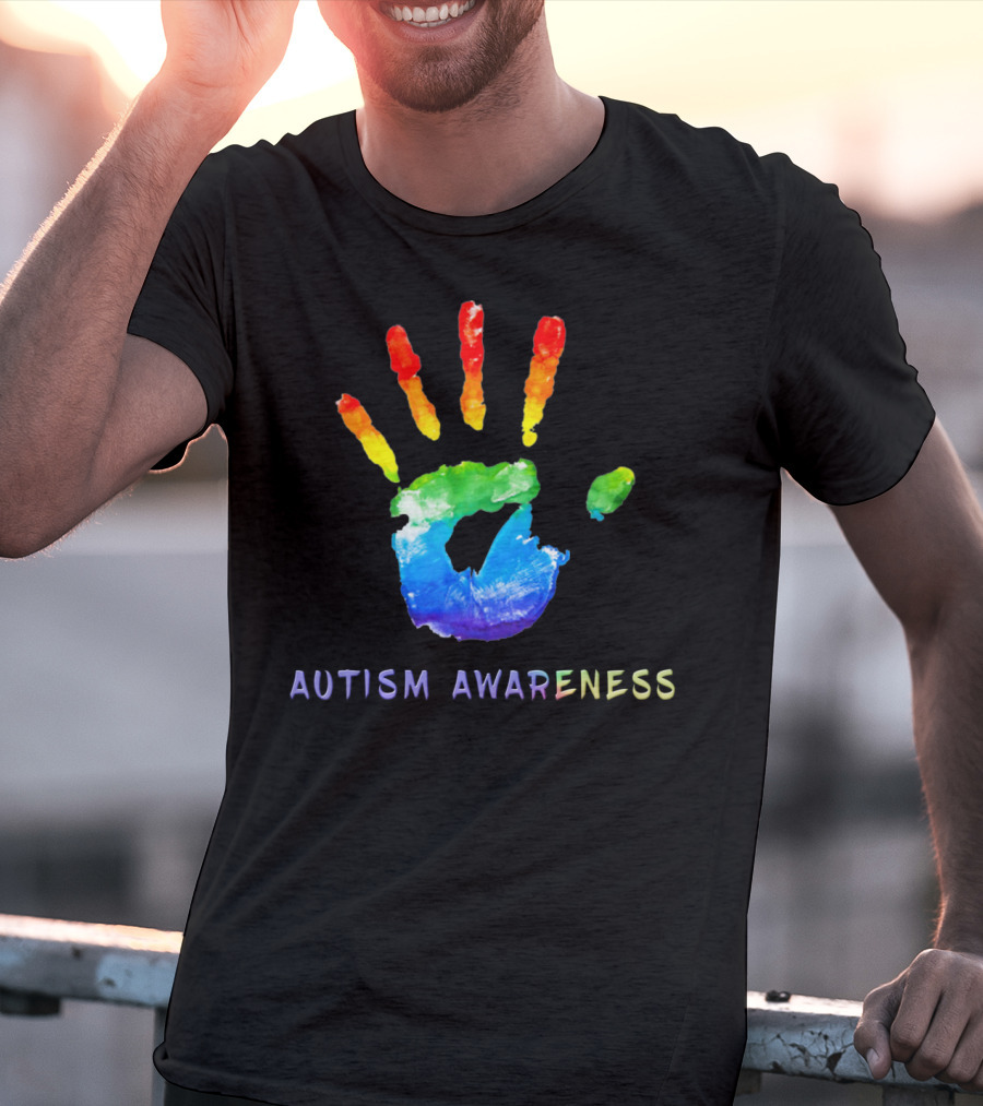 Autism Awareness Colorful Rainbow Handprint T-Shirt
