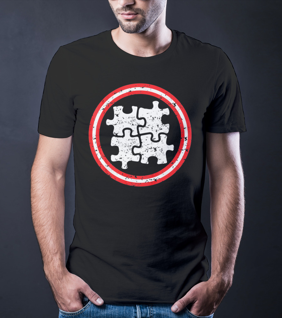 Captain Autism Awareness Puzzle Shield T-Shirt