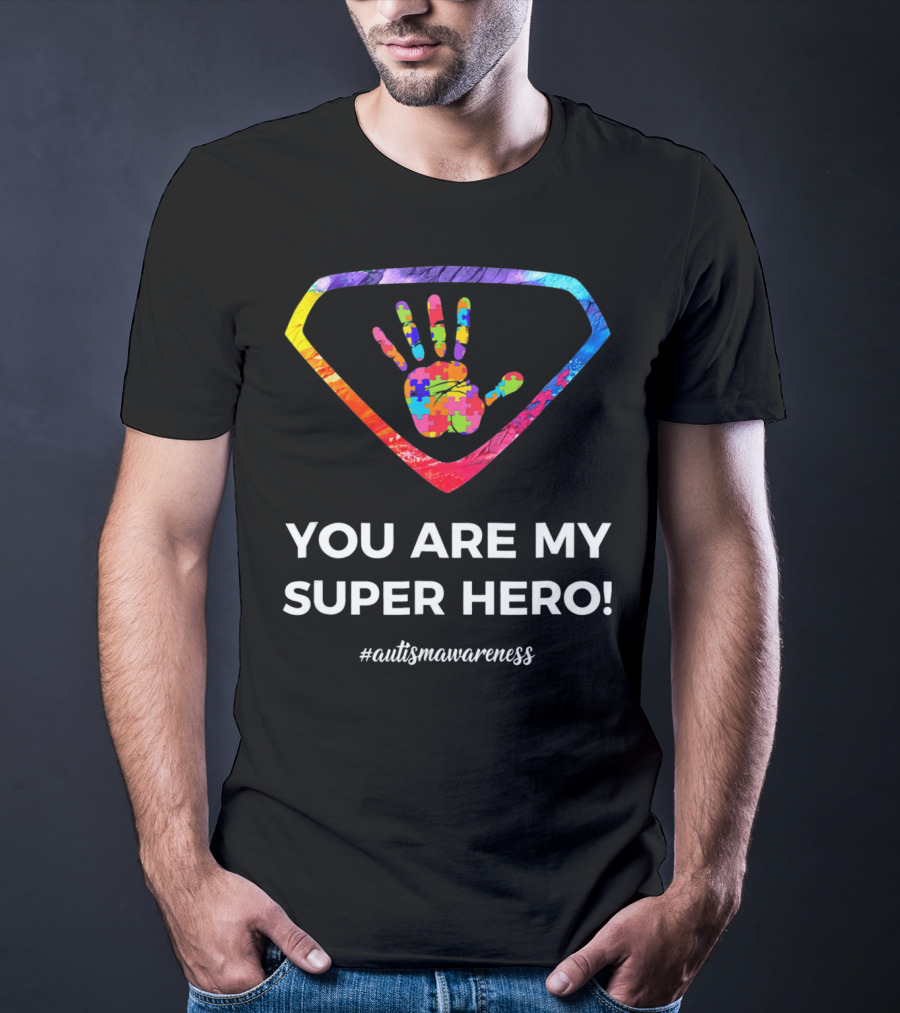 You Are My Superhero Autism Awareness Handprint Puzzle T-Shirt