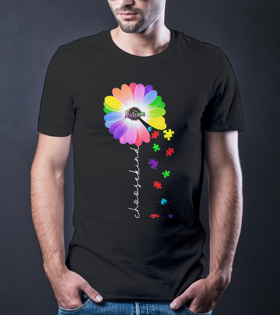Daisy Flower Autism Choose Kind Puzzle Pieces Awareness T-Shirt