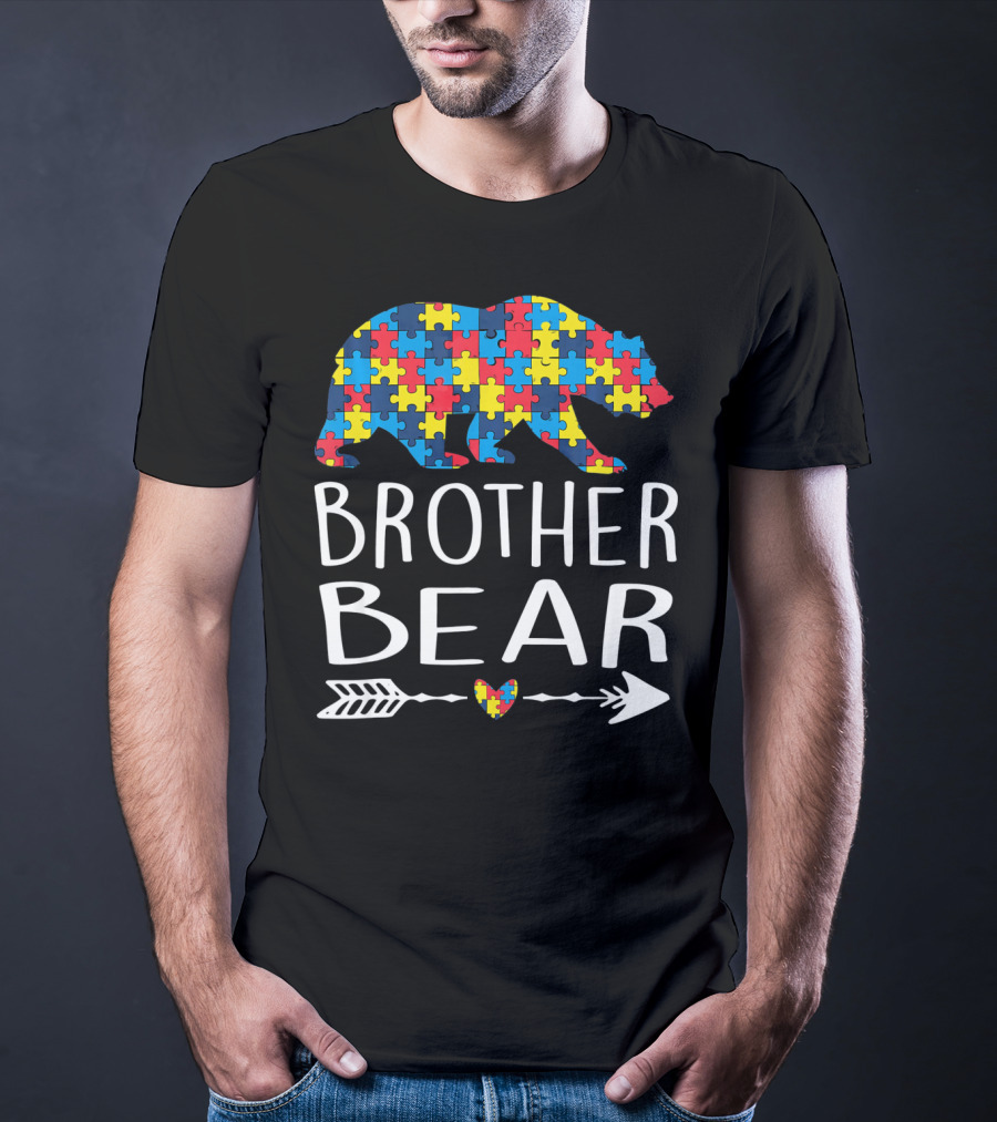 Brother Bear Autism Puzzle Heart Arrow T-Shirt