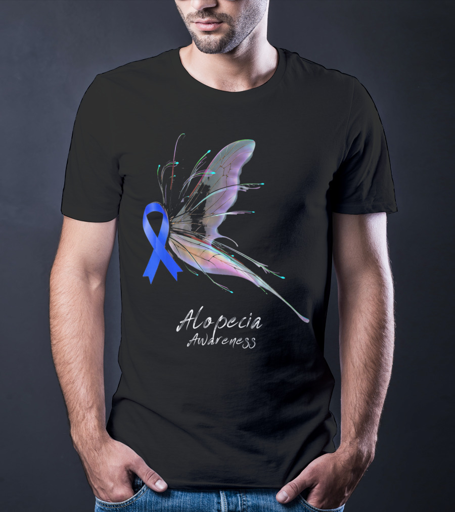 Alopecia Awareness Butterfly Blue T-Shirt