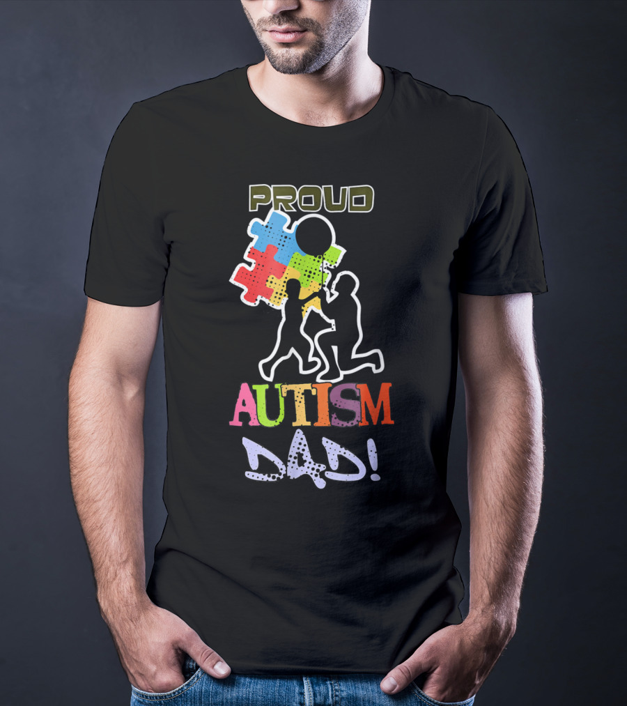 Proud Autism Dad Puzzle Piece Balloon T-Shirt