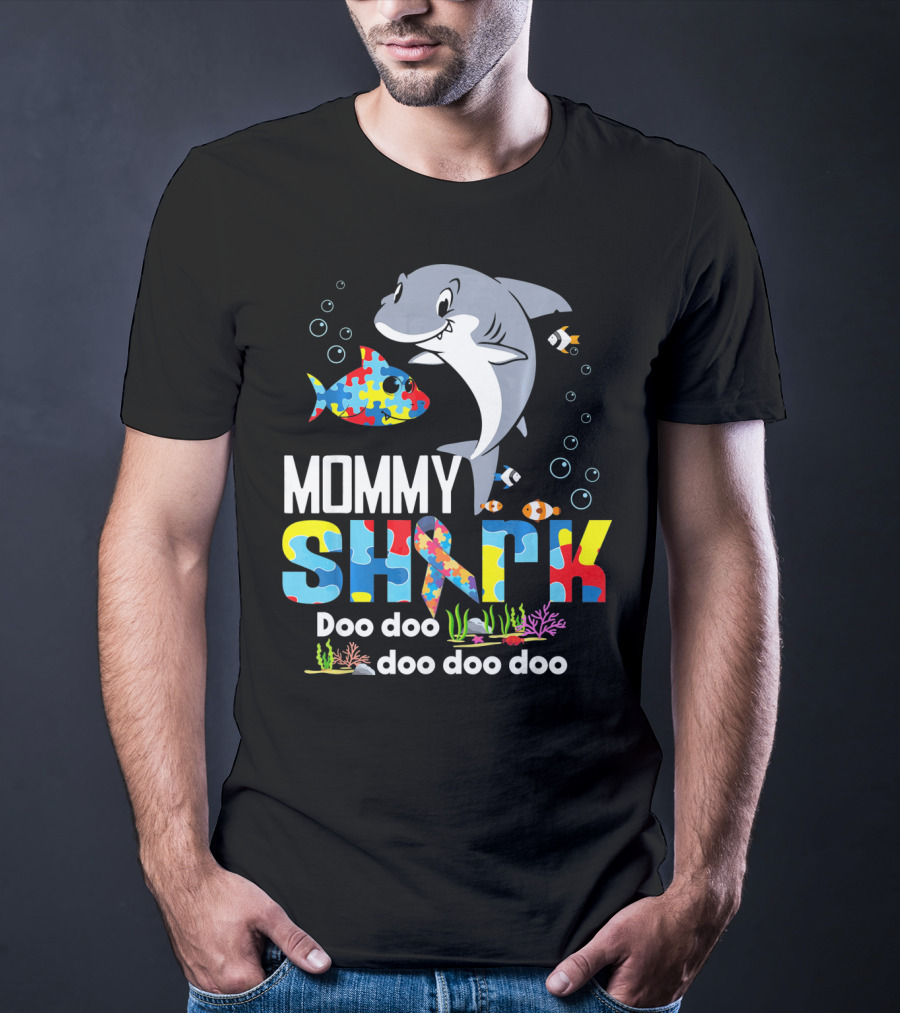 Mommy Shark Autism Doo Doo Doo Autism Puzzle T-Shirt