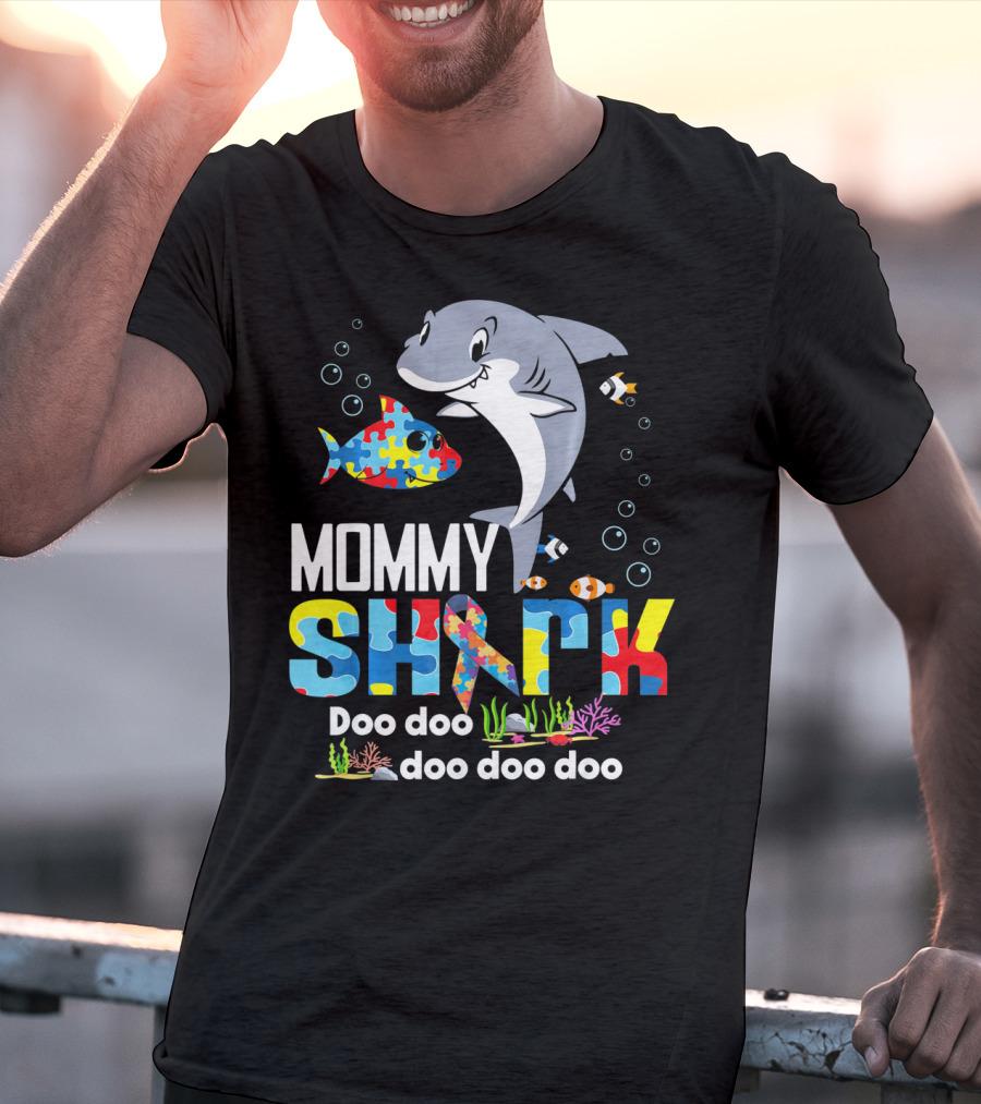 Mommy Shark Autism Doo Doo Doo Autism Puzzle T-Shirt