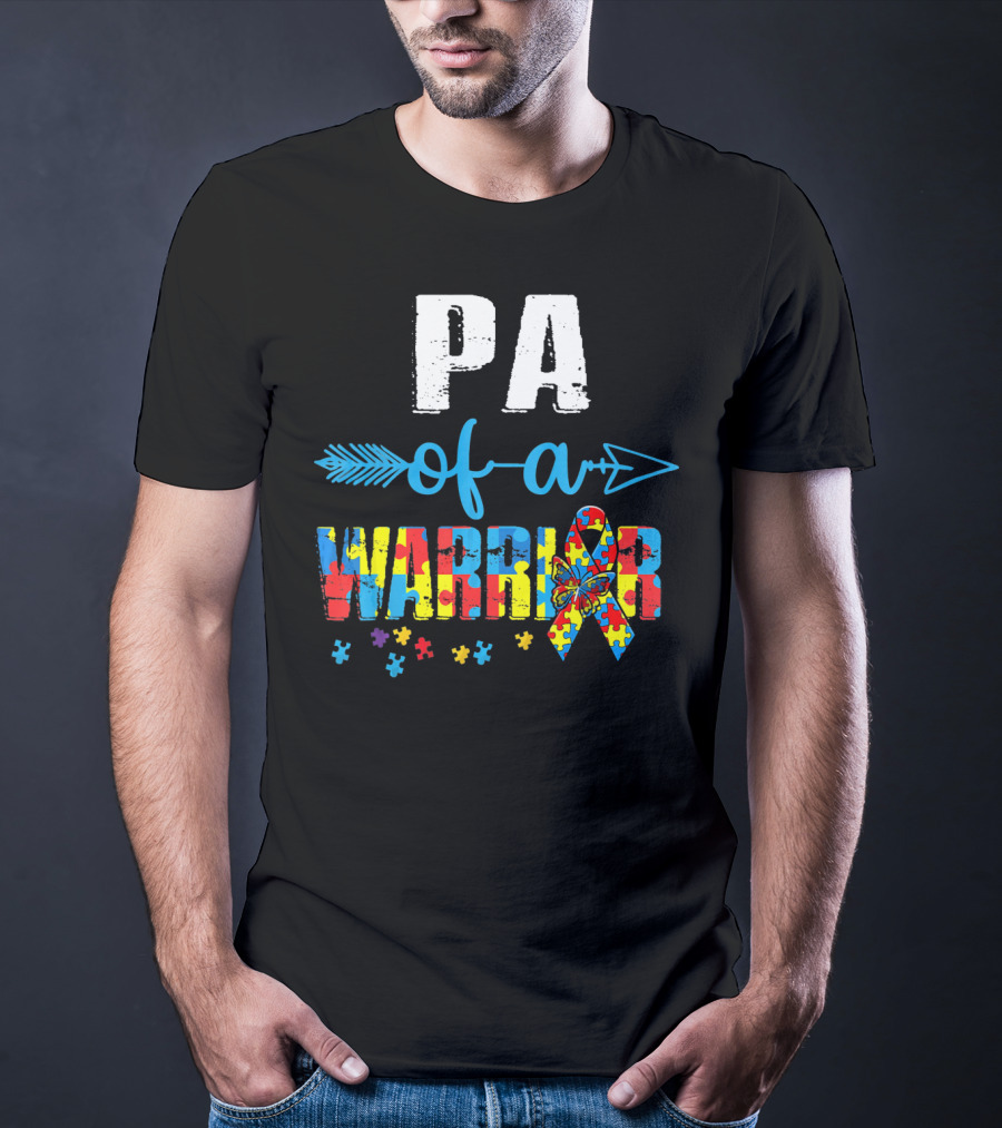 Pa Of A Warrior Autism Awareness Puzzle T-Shirt