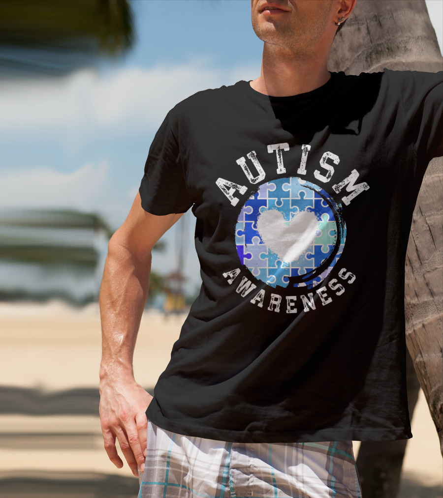 Autism Awareness Heart Puzzle T-Shirt