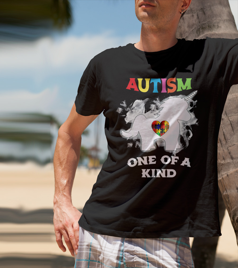 Autism One Of A Kind Unicorn Puzzle Heart T-Shirt