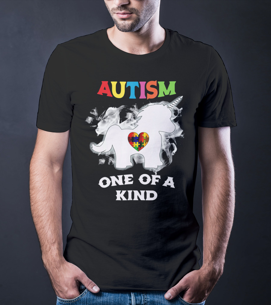Autism One Of A Kind Unicorn Puzzle Heart T-Shirt
