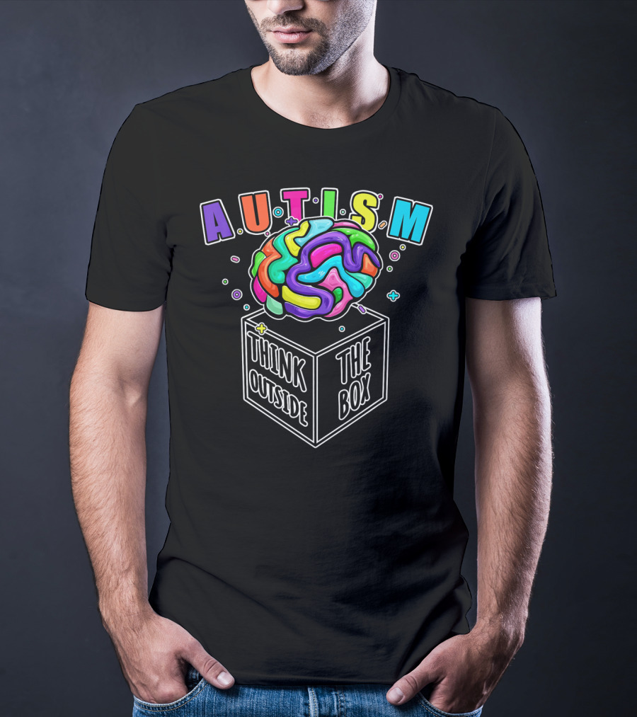 Autism Think Outside The Box Brain Puzzle Pieces T-Shirt