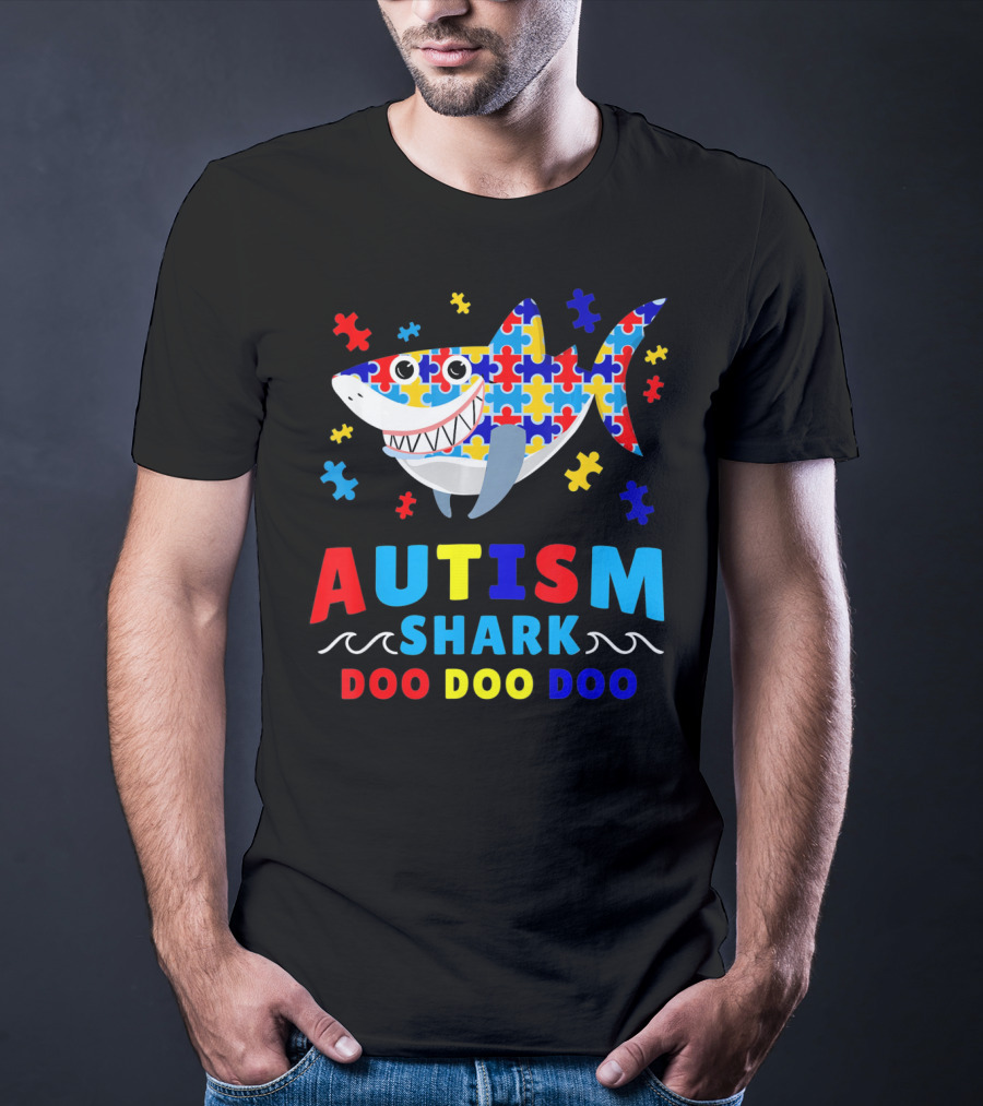 Autism Puzzle Shark Doo Doo Doo Autism Awareness T-Shirt