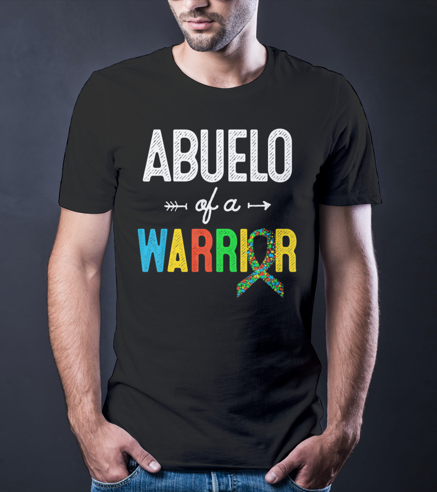 Abuelo Of A Warrior Autism Awareness Puzzle T-Shirt