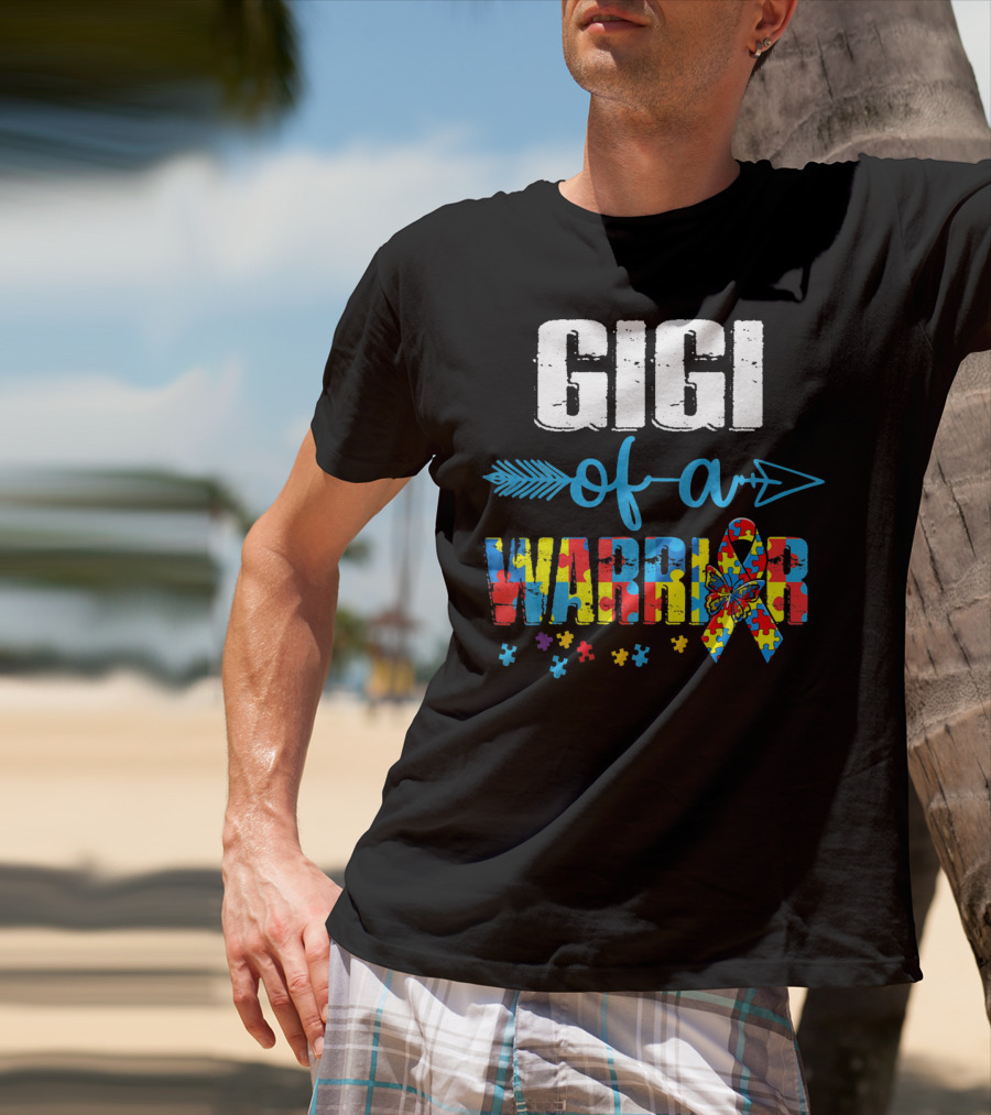 Gigi Of A Warrior Autism Awareness Puzzle T-Shirt