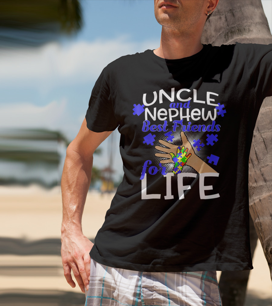 Uncle And Nephew Best Friends For Life Autism Awareness Puzzle Piece T-Shirt