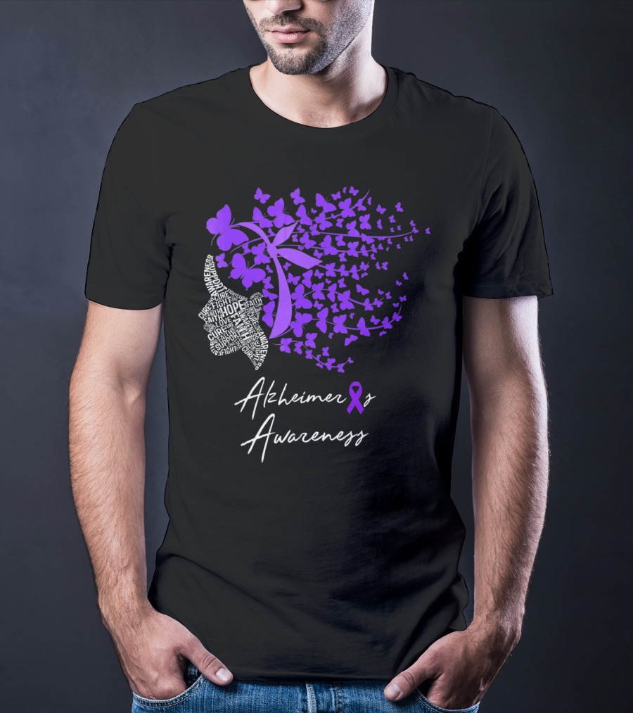 Alzheimers Awareness Hope Courage Faith Empowerment Butterfly T-Shirt