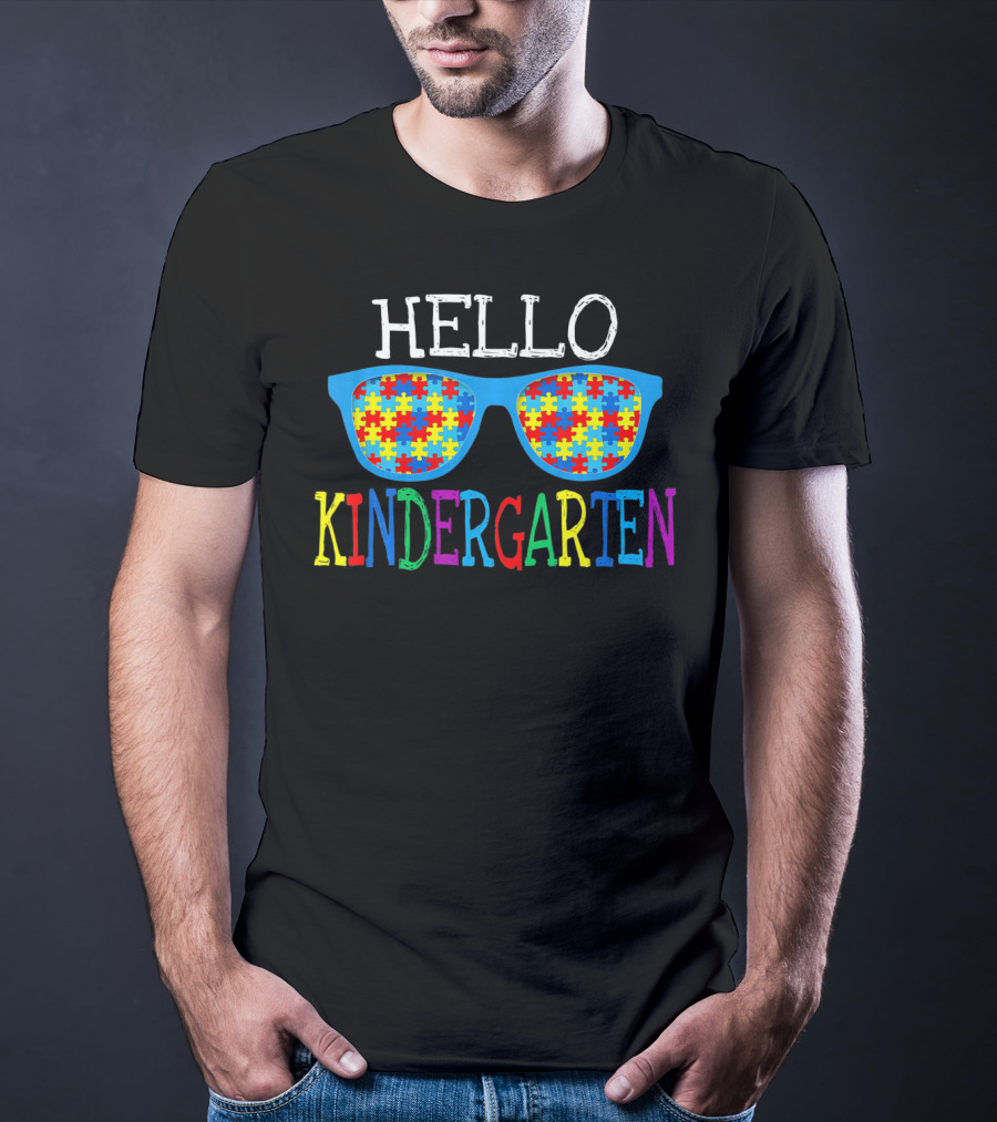 Hello Kindergarten Puzzle Sunglasses First Day Back T-Shirt
